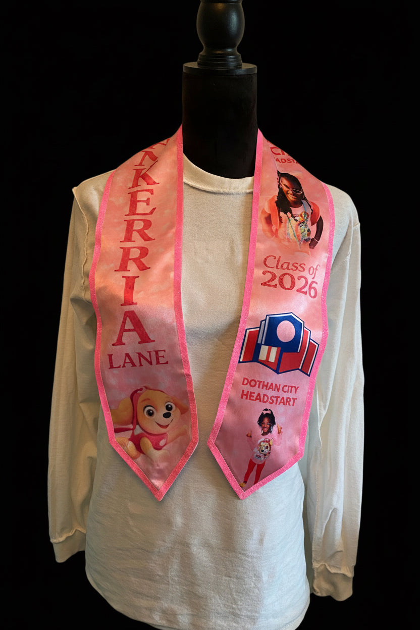 Grad stoles (custom with your grad and their high school name and mascot)