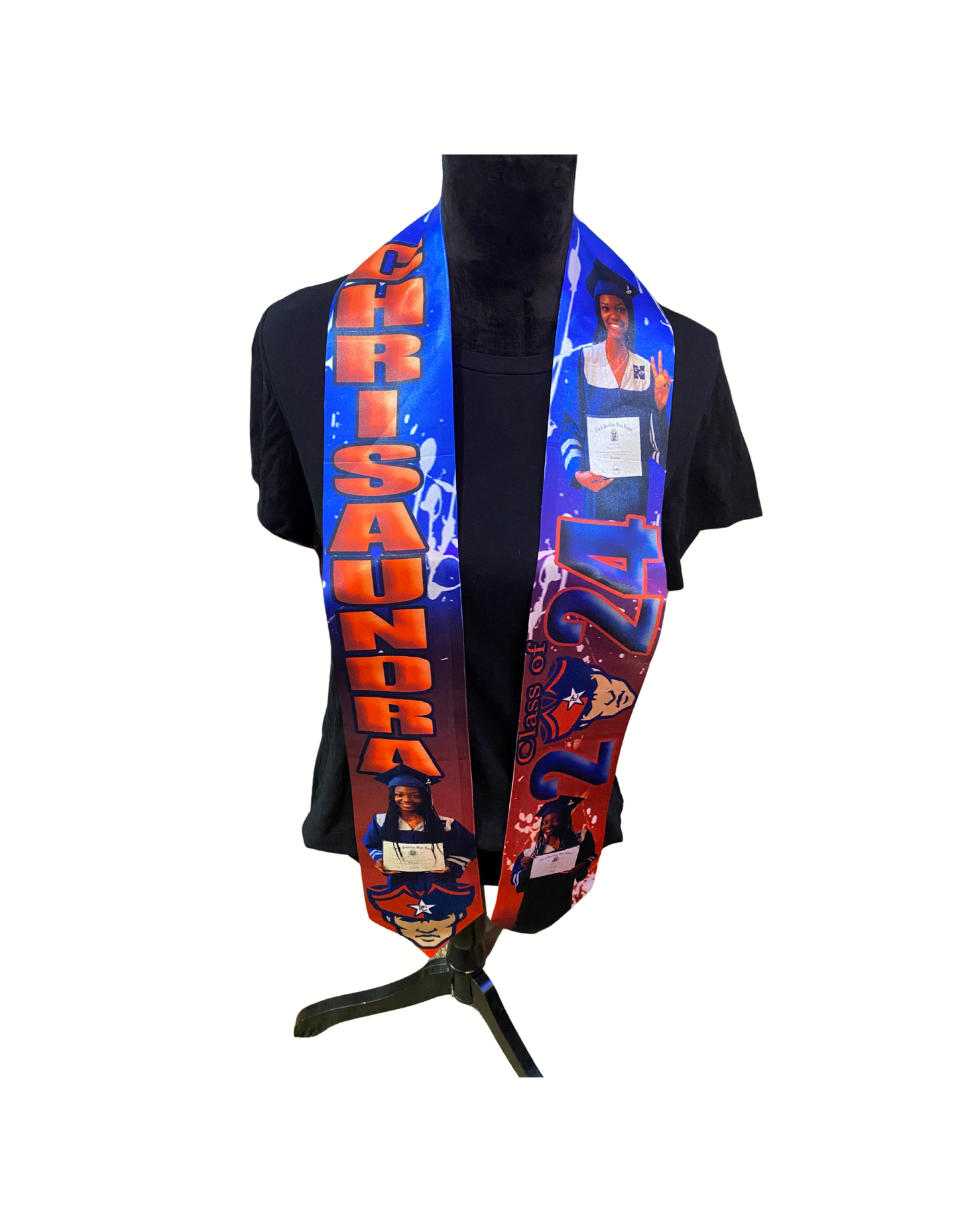 Grad stoles (custom with your grad and their high school name and mascot)