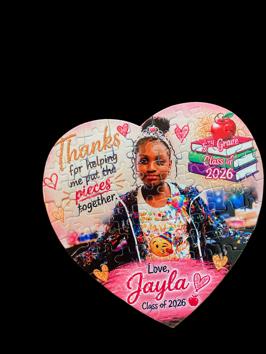 Custom Heart Puzzle Keepsake – Personalized Photo Gift